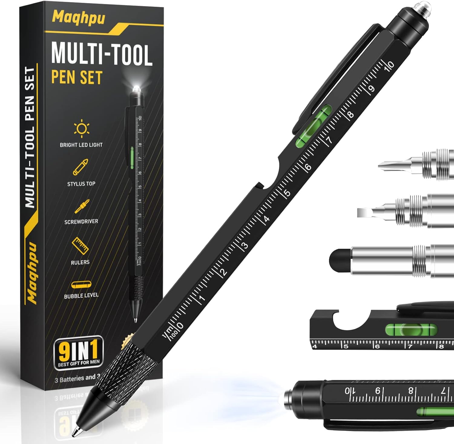 Maqhpu Valentines Gifts for Him, Gifts for Men, 9 in 1 Multi Tool Pen Gadgets fo...