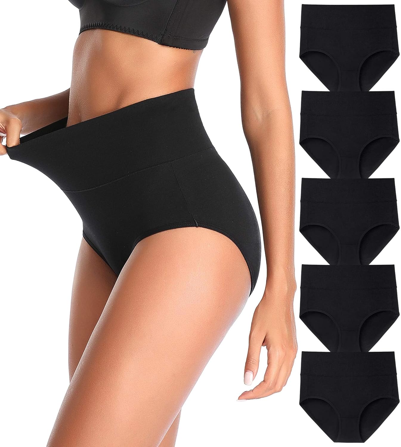 Women's High Waist Cotton Underwear Stretch Briefs Soft Comfy Ladies Panties Mul...