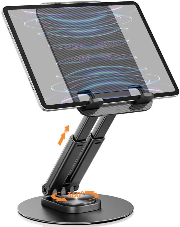 Rotating & Portable Tablet Stand - Klearlook Adjustable Height/Angle Foldable iP...