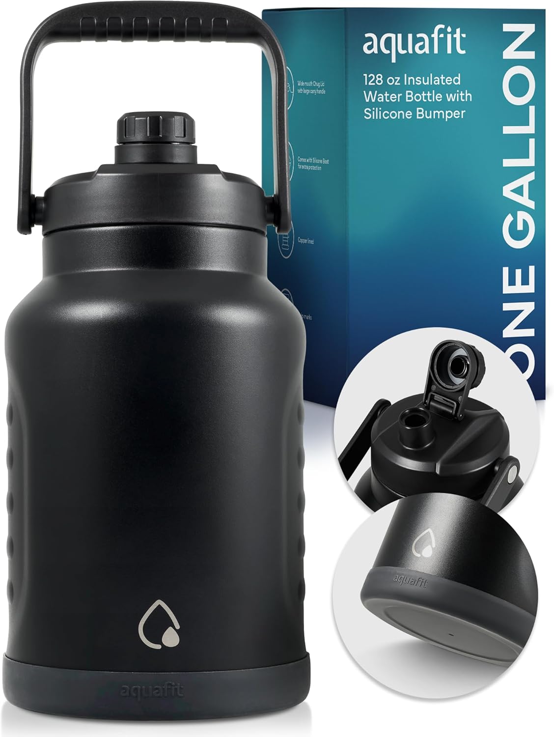 AQUAFIT 1 Gallon Water Bottle Insulated (Cold for 48 Hrs) - BPA Free & Leak Proo...
