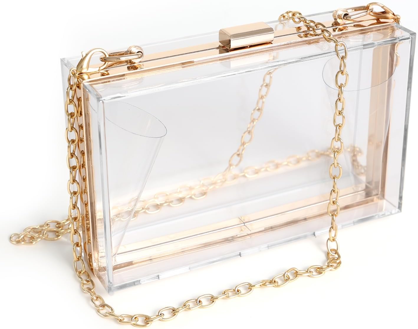 WJCD Women Clear Purse Acrylic Box Clutch Handbag, Small Transparent Crossbody E...