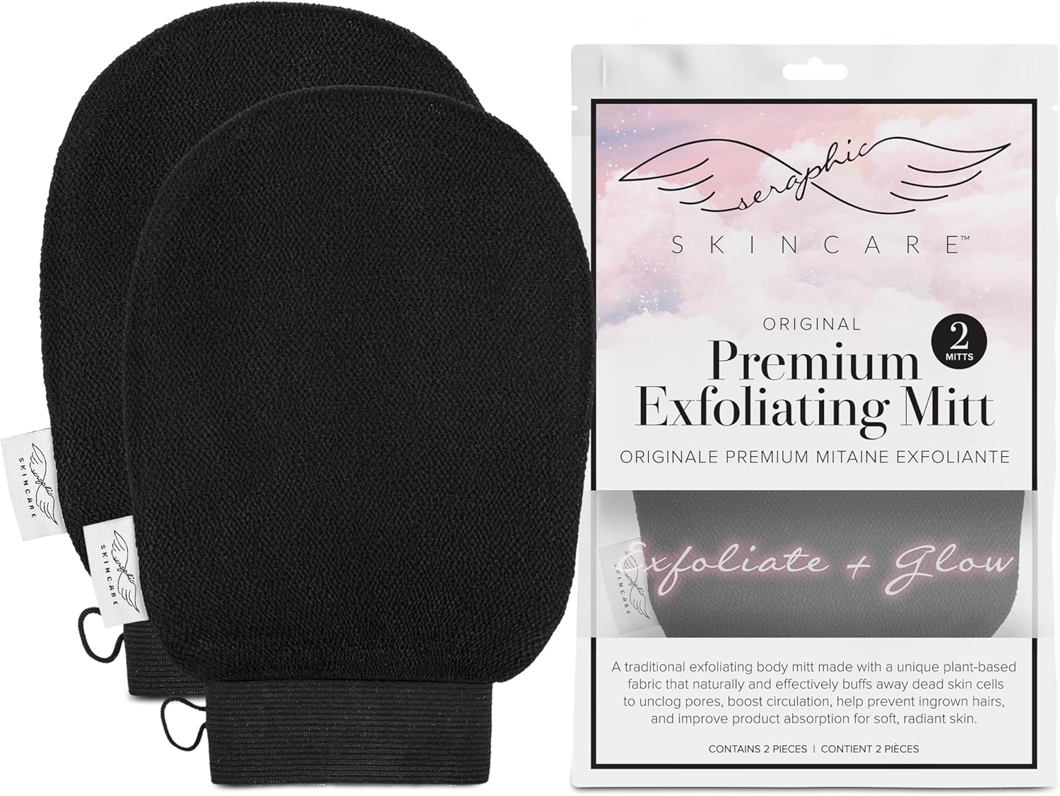Seraphic Skincare Korean Exfoliating Gloves (2pcs) Microdermabrasion at Home Exf...