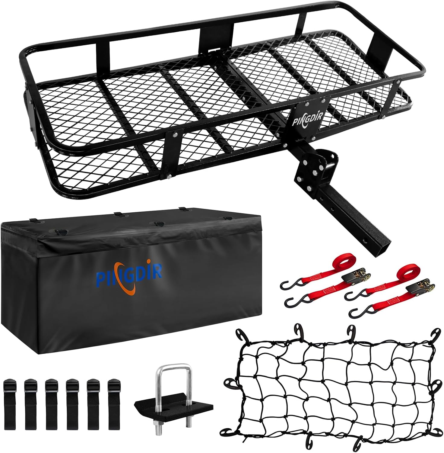 Folding Hitch Mount Cargo Carrier Hitch Rack Basket 60"*21.5"*6" Hauling Weight...