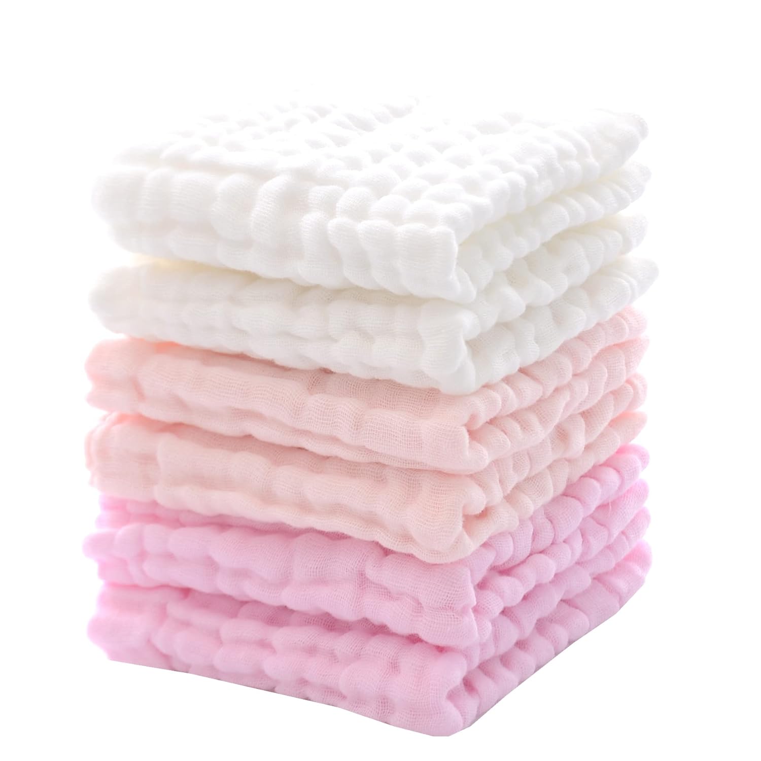 MUKIN Baby Washcloths and Burp Cloths, Soft Absorbent Towels for Newborns, 6 Pac...
