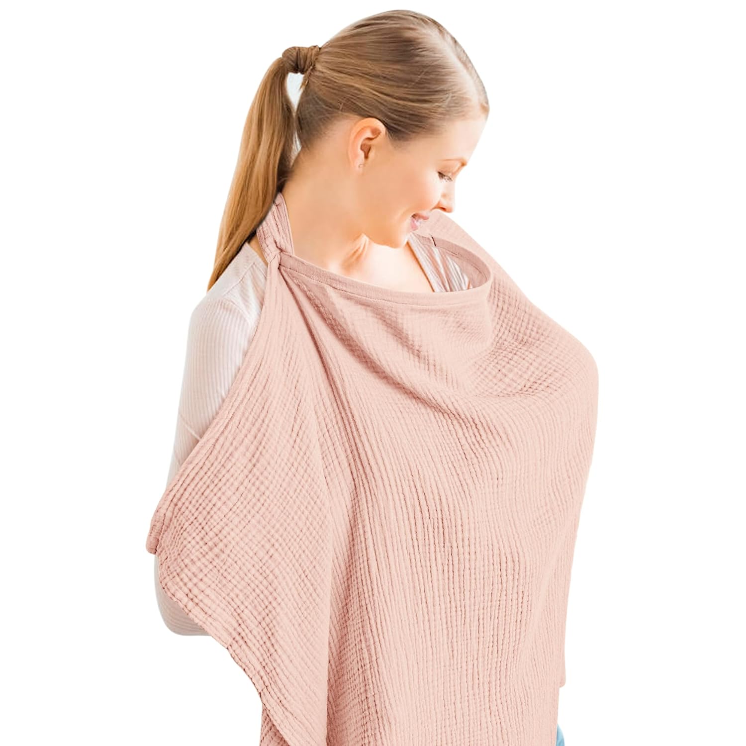 Konssy Muslin Nursing Cover for Baby Breastfeeding, Breathable 100% Cotton Breas...