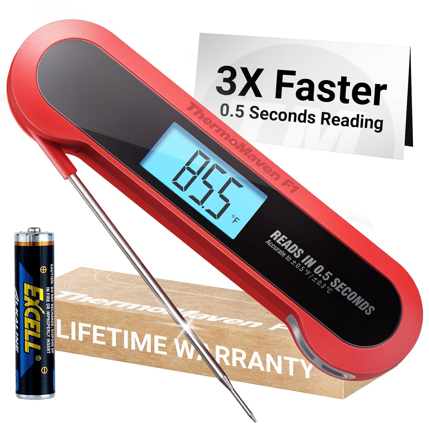 Professional 3X Faster 0.5sec Instant Read Meat Thermometer Digital, High Accura...