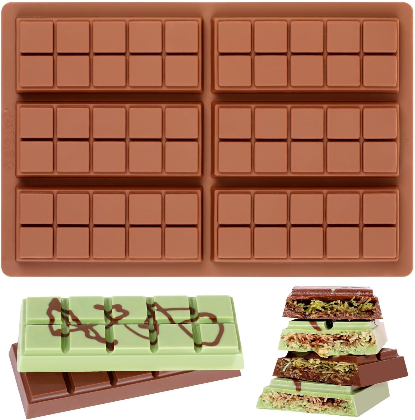 Chocolate Bar Mold - Non-Stick Chocolate Molds, Food Grade Silicone Deep Chocola...