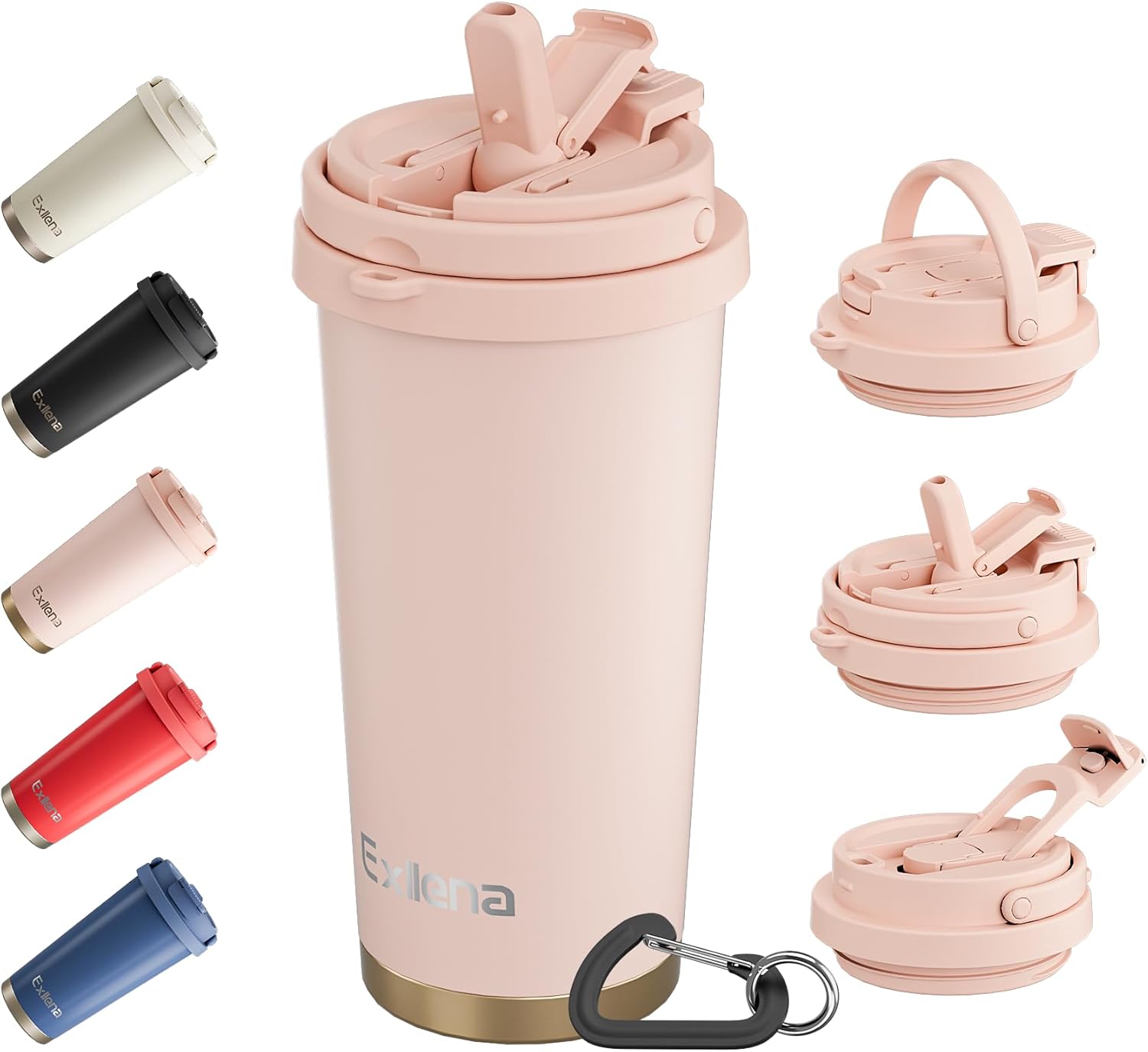 Exllena Travel Mug - Insulated Coffee Cup 500ml with 3-in-1 Lid - 100% Leakproof...