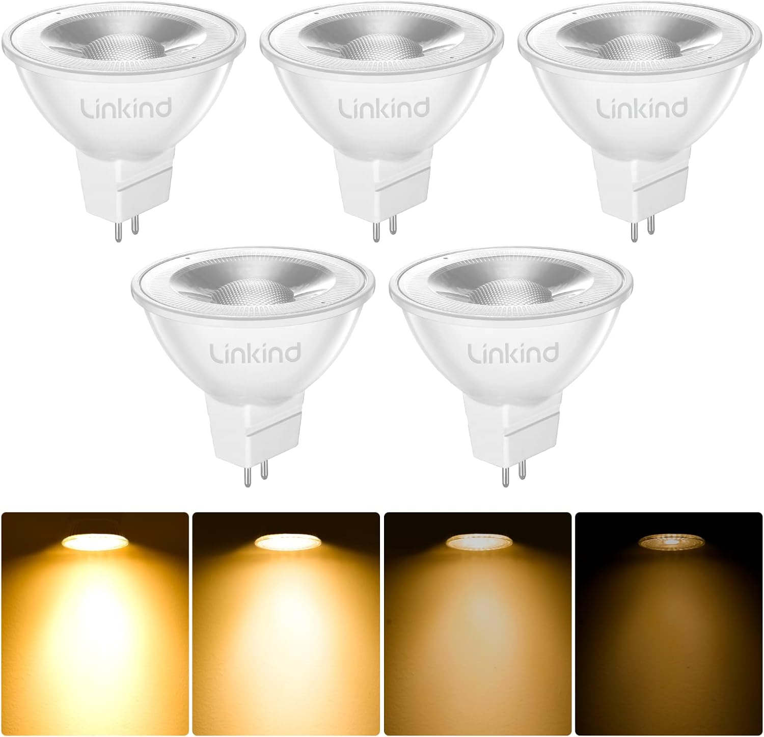 Linkind MR16 LED Bulbs, Dimmable GU5.3 Led Light Bulb,12 Volt led Spotlights Cei...