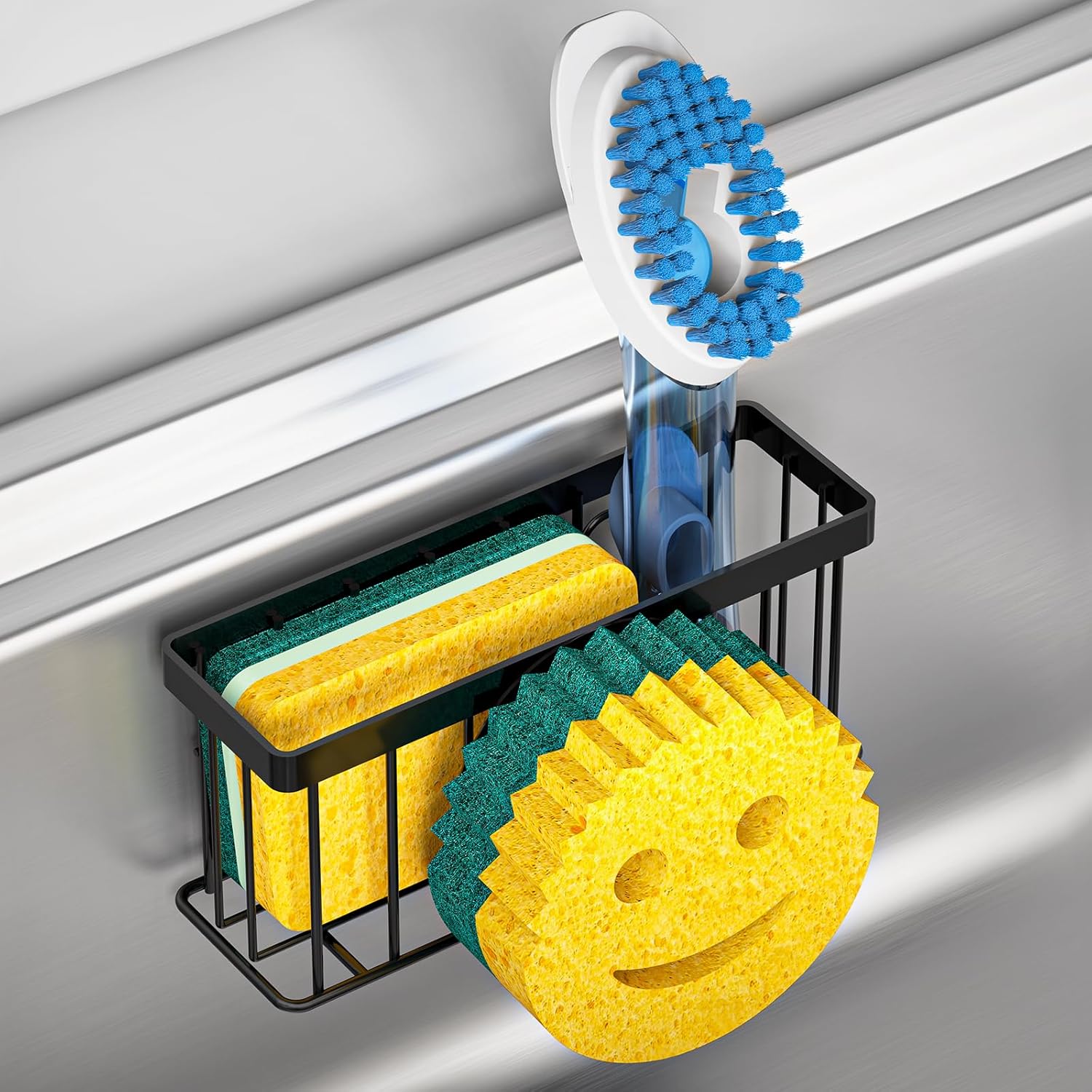 Sponge Holder Smiley Face, Sink Caddy for Kitchen Sink, Sink Organizer Sponge Ho...