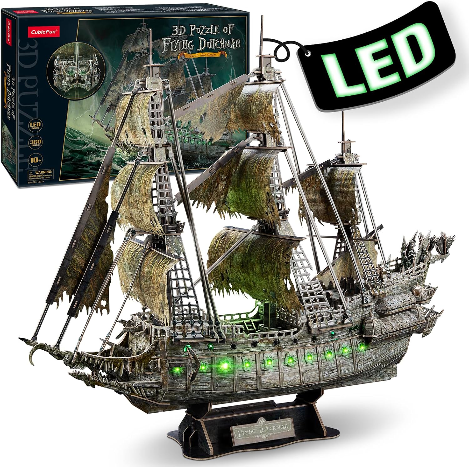 CubicFun LED Pirates of the Caribbean Flying Dutchman Model Kits for Adults to B...