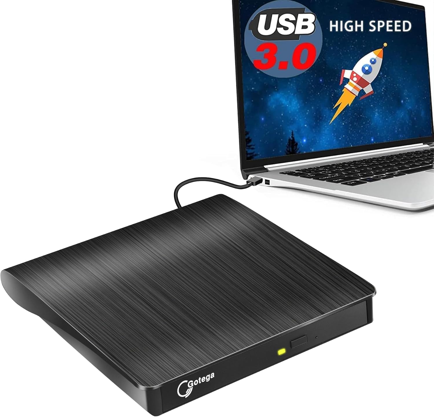 Gotega External DVD Drive, USB 3.0 Portable +/-RW, DVD Player for CD ROM Burner...