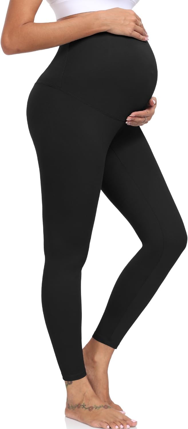 ACTINPUT Maternity Leggings Over Bump High Waist Black Pregnancy Pants Soft Bell...