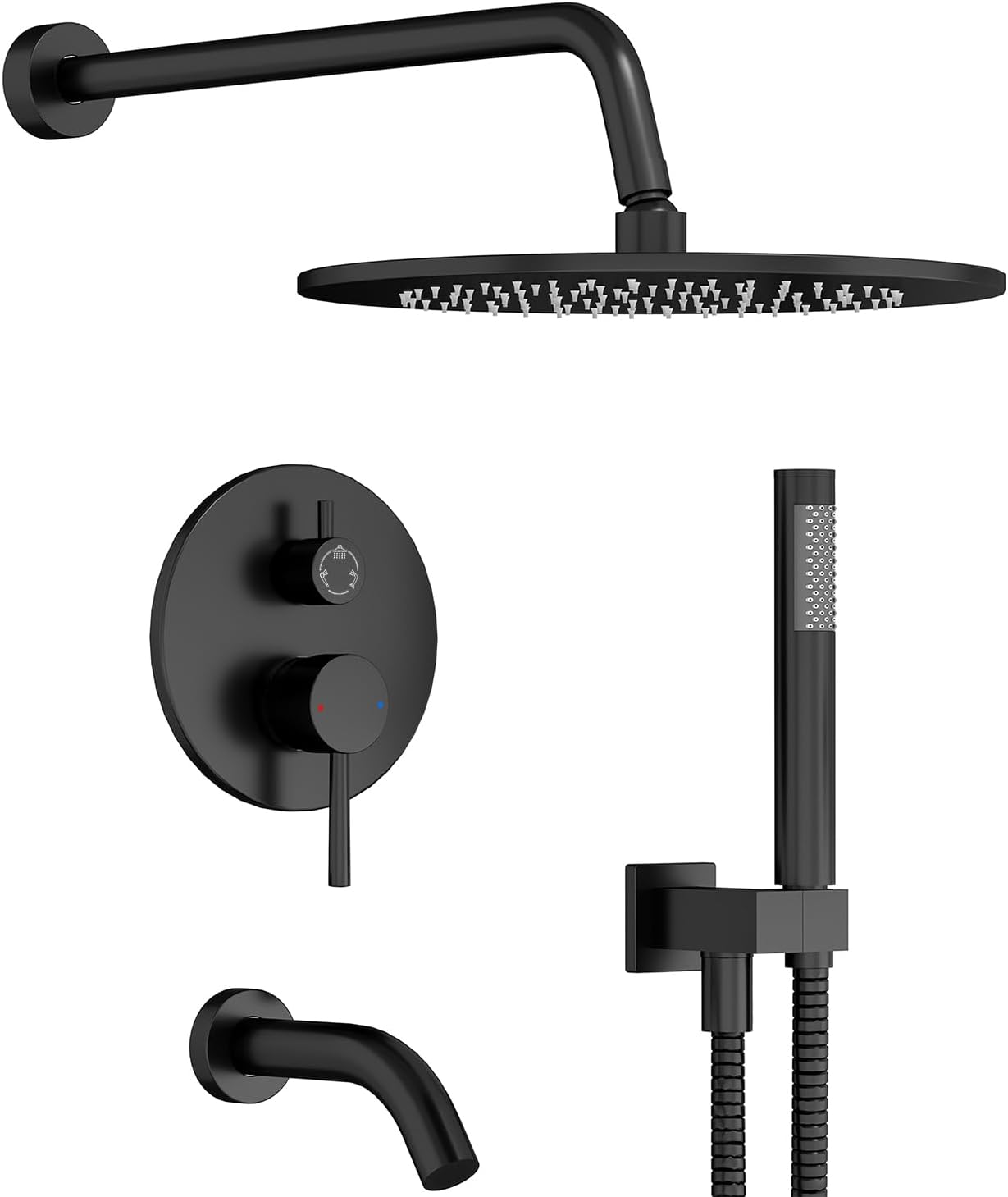 Gabrylly Black Shower System with Tub Spout, Bathtub Shower Faucets Set with 3-W...