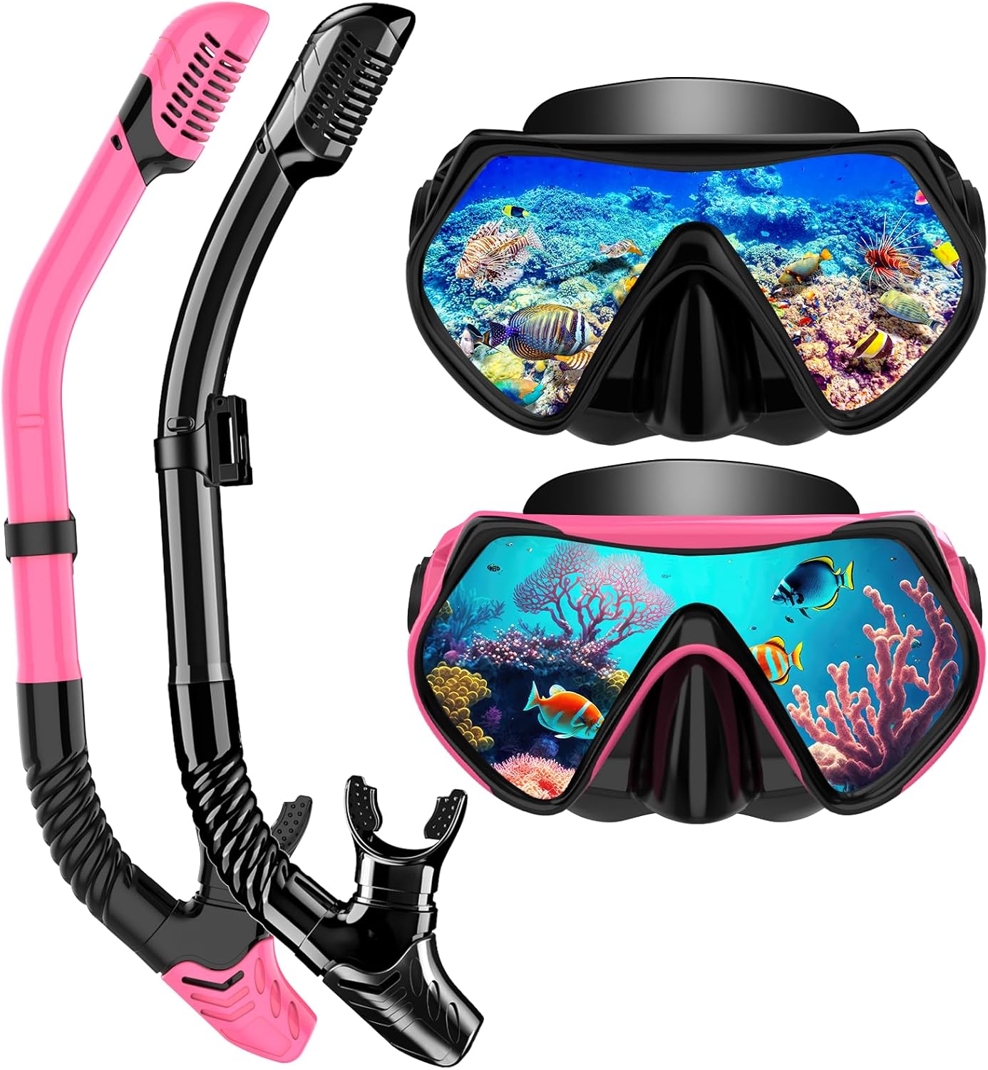 Snorkeling Gear for Adults, Dry-Top Snorkel Set Scuba Diving mask, 180°Panoramic...