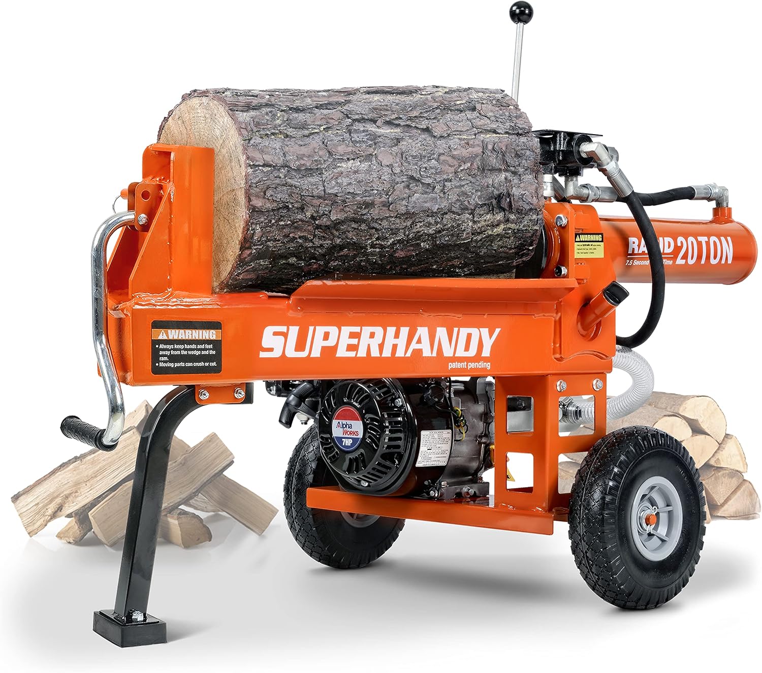 SuperHandy Log Splitter Portable 20 Ton Rapid Auto Return Ram System Bucher Gear...