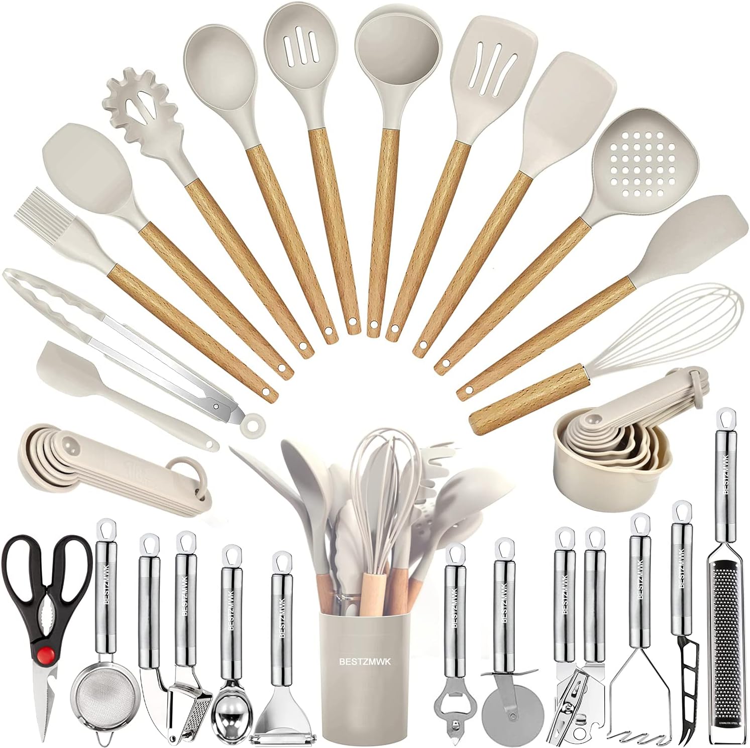 Kitchen Utensils Set- 35 PCs Cooking Utensils with Grater,Tongs, Spoon Spatula &...
