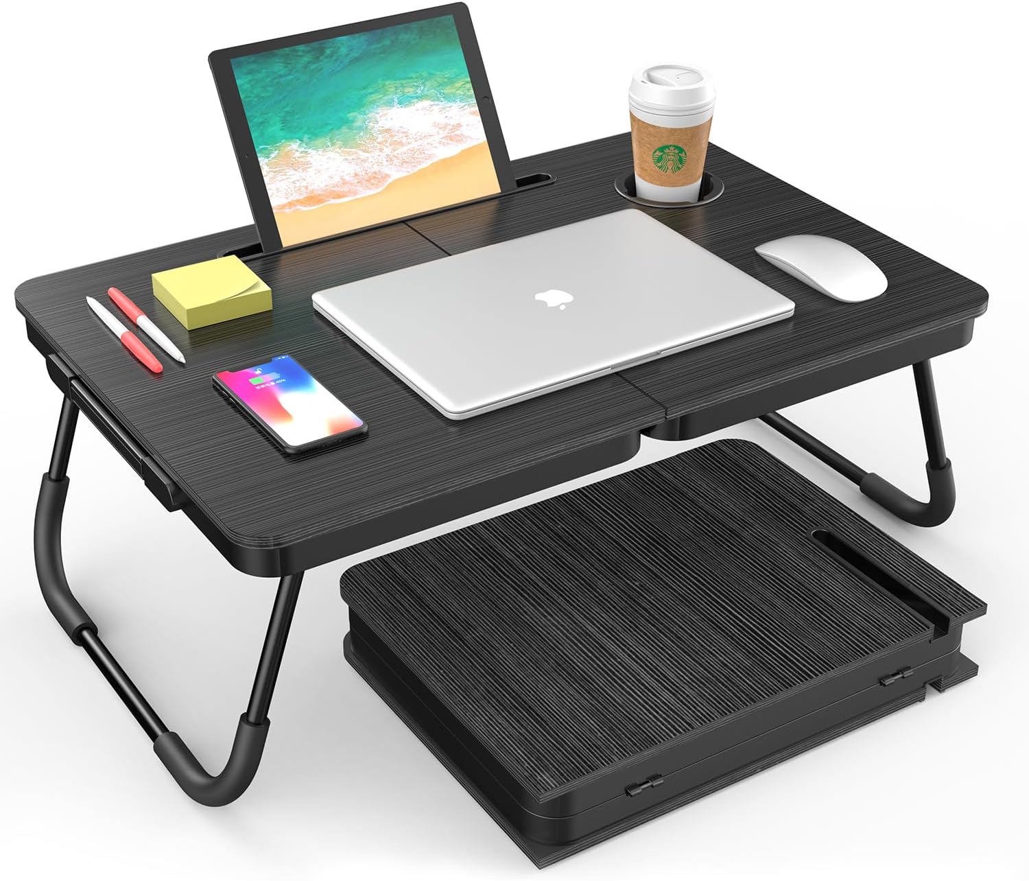 BUYIFY Portable Foldable Laptop Desk for Bed and Couch, Adjustable Lap Desk with...