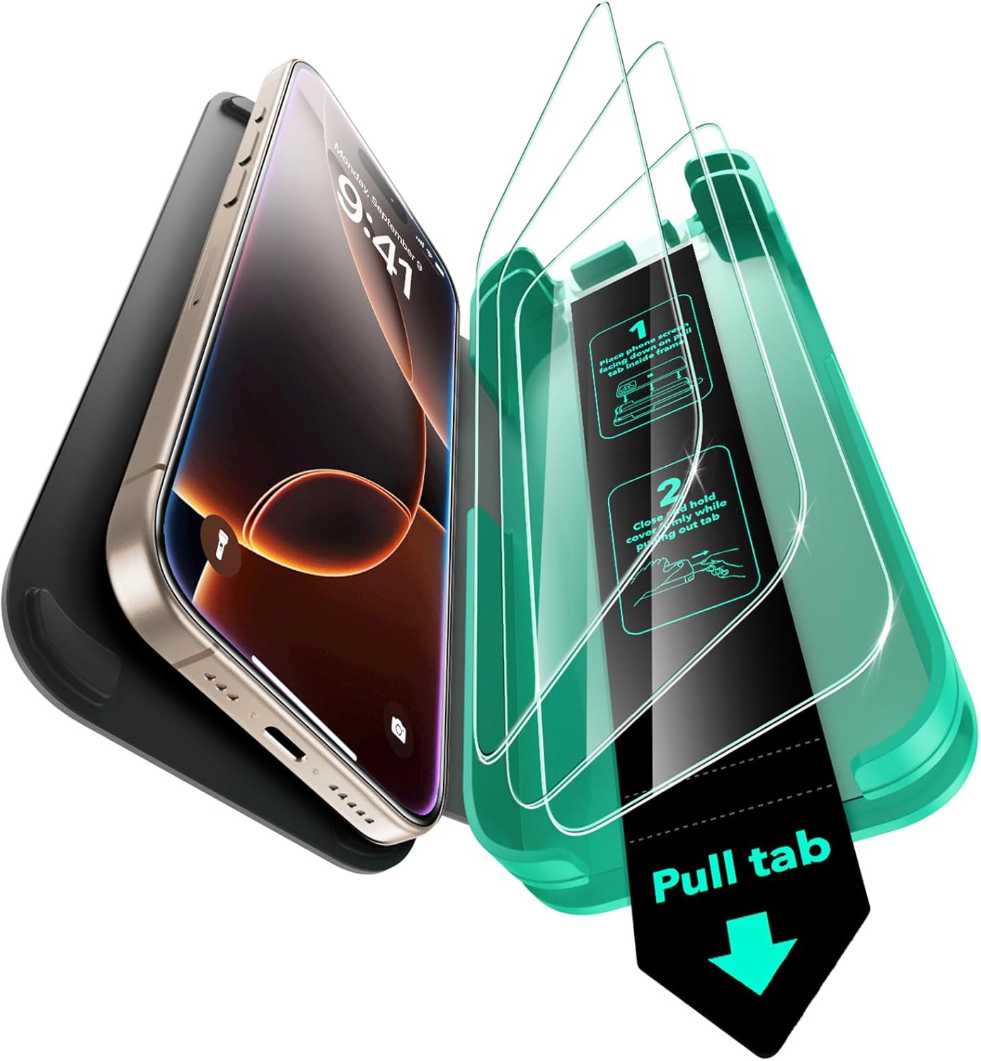 ESR 3 Pack 9H+ Glass for iPhone 16 Pro Max Screen Protector, [Military Grade Sha...