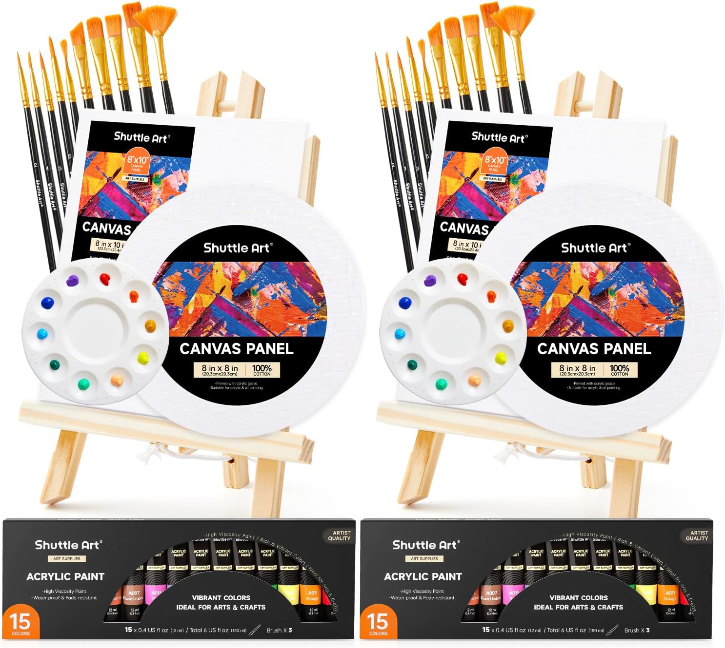 Shuttle Art 58 Pack Acrylic Paint Set, Painting Kit with 2 Pack of 15 Colors Acr...