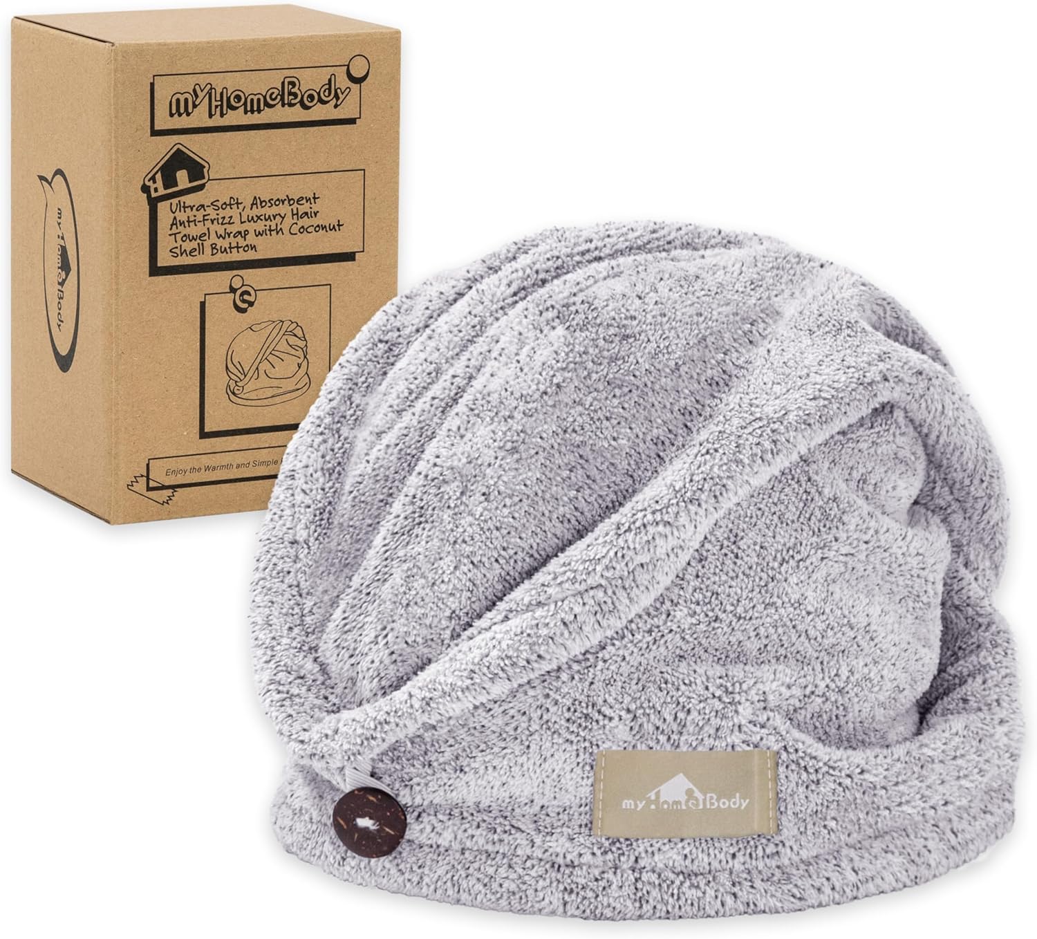 myHomeBody Hair Towel Wrap, Luxury Rapid-Dry Hair-Drying Turban, Ultra Soft and...