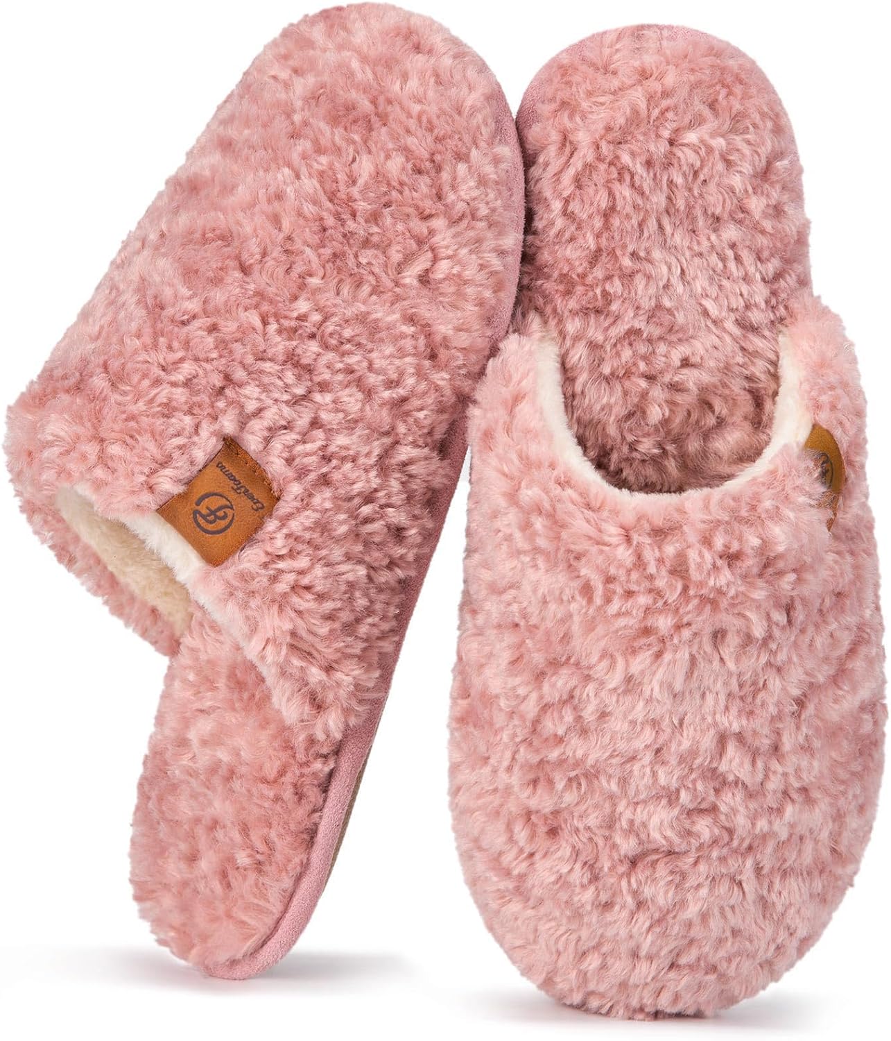 EverFoams Women's Fuzzy Slip-on Slippers Warm Cozy Soft Lightweight Memory Foam...