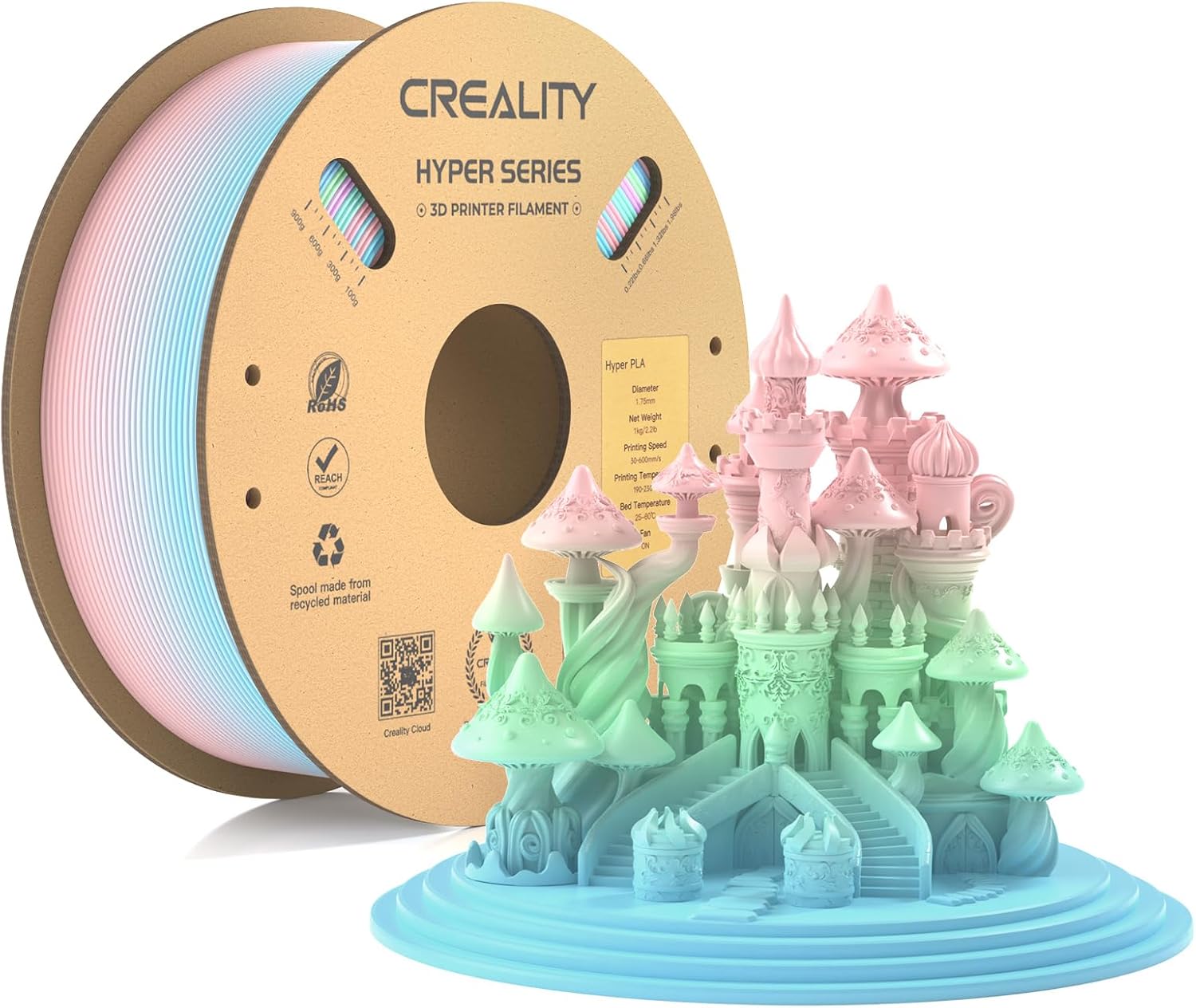 Creality 3D Printer Filament PLA 1.75mm, Creality Official Hyper PLA Filament Du...
