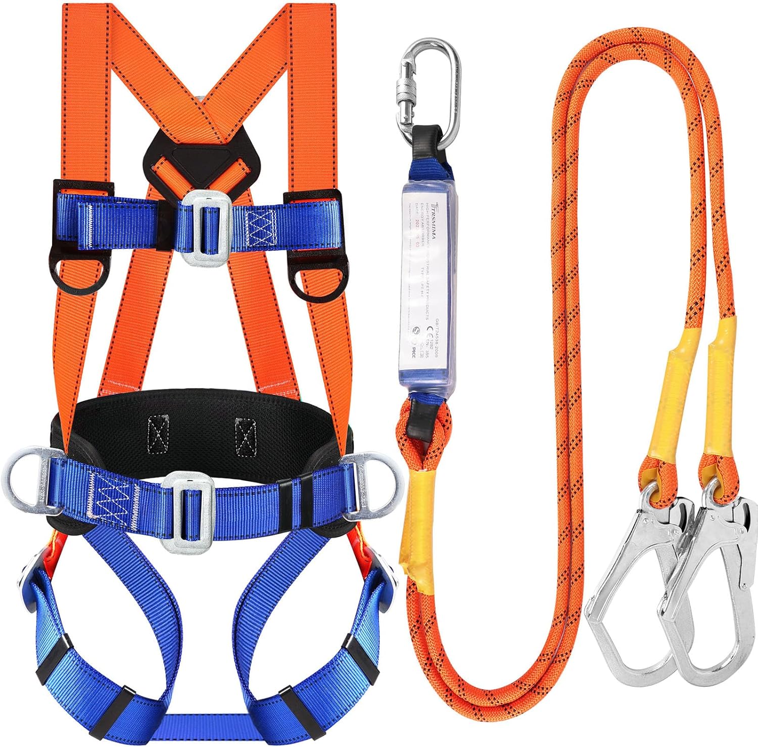 Safety Harness Fall Protection Kit: Full Body Roofing harnesses with Shock Absor...