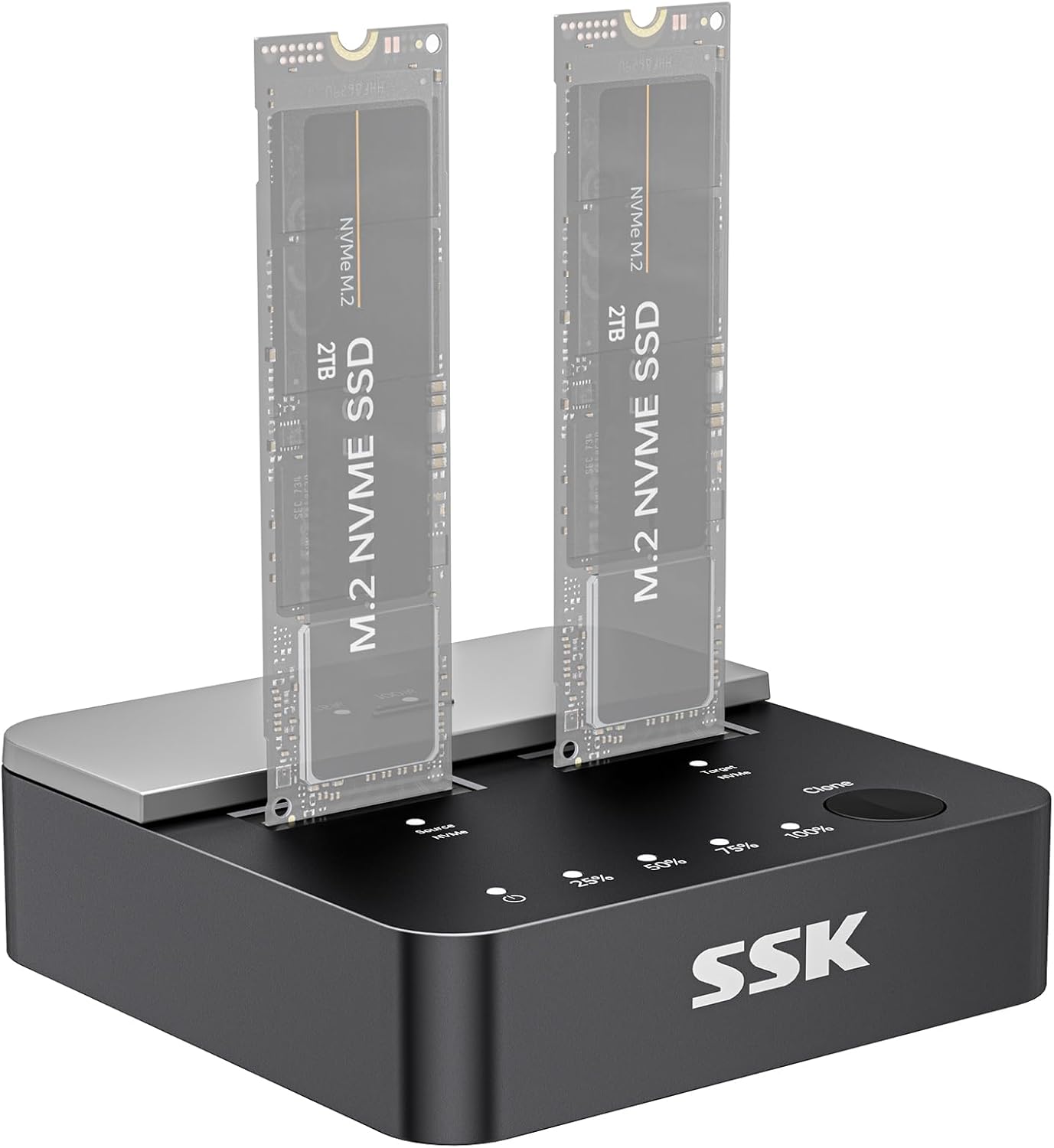 SSK NVMe SSD Cloner, M.2 Duplicator Dual Bay NVMe enclosure, Tool-free 20Gbps US...