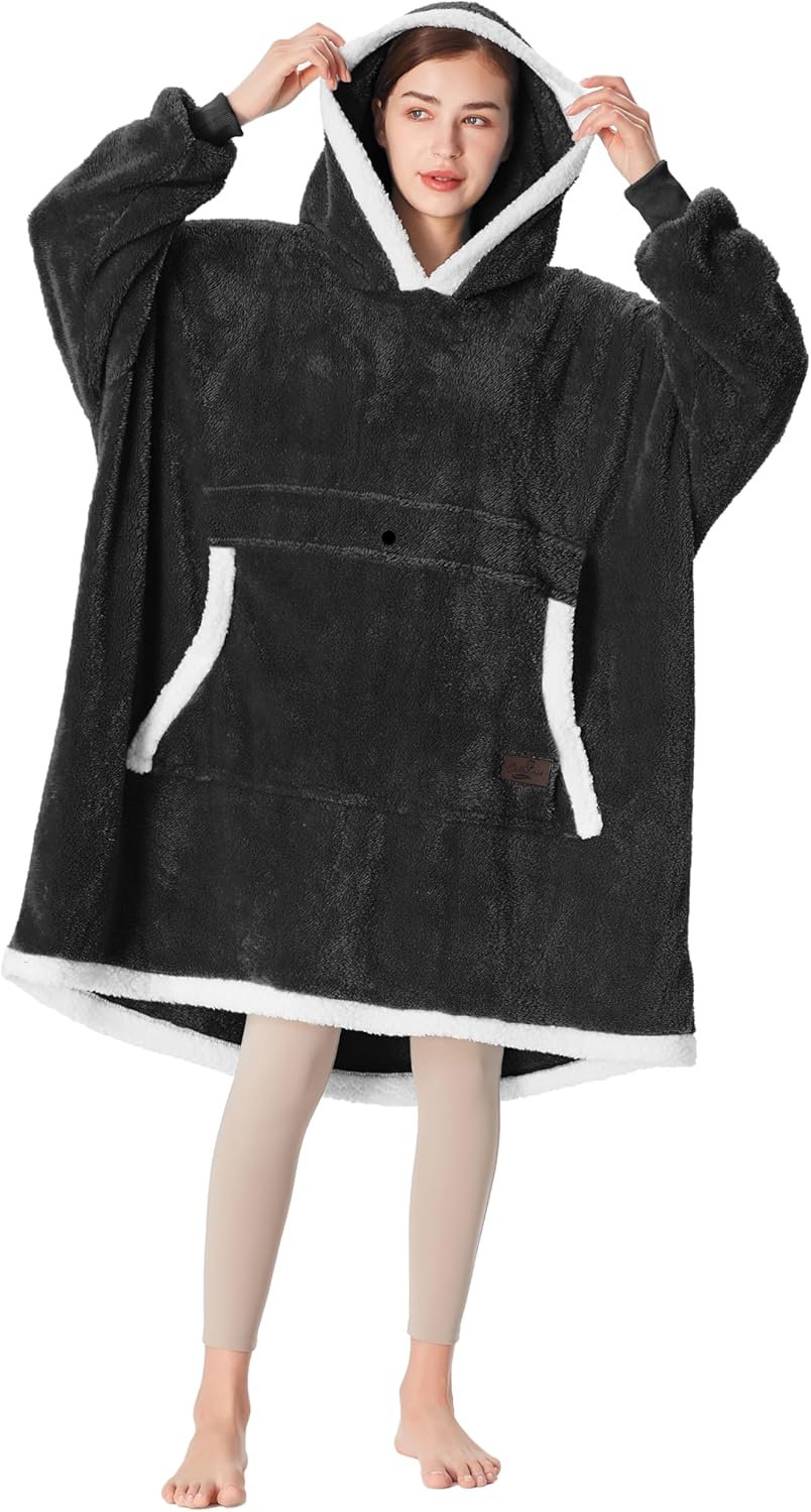 Catalonia Oversized Blanket Hoodie Sweatshirt, Wearable Sherpa Lounging Pullover...