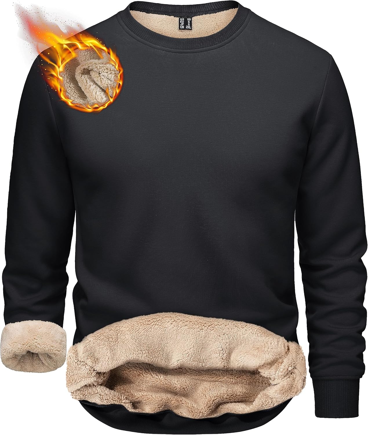 TACVASEN Men's Sweatshirts Warm Fleece Jumpers Sherpa Lined Pullover Sweater Cla...