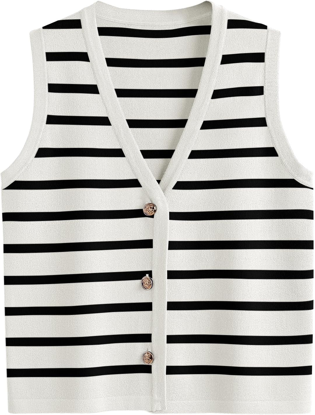 LILLUSORY Vest Tops for Women Striped Sweater Vest 2025 Summer Crochet Cropped B...