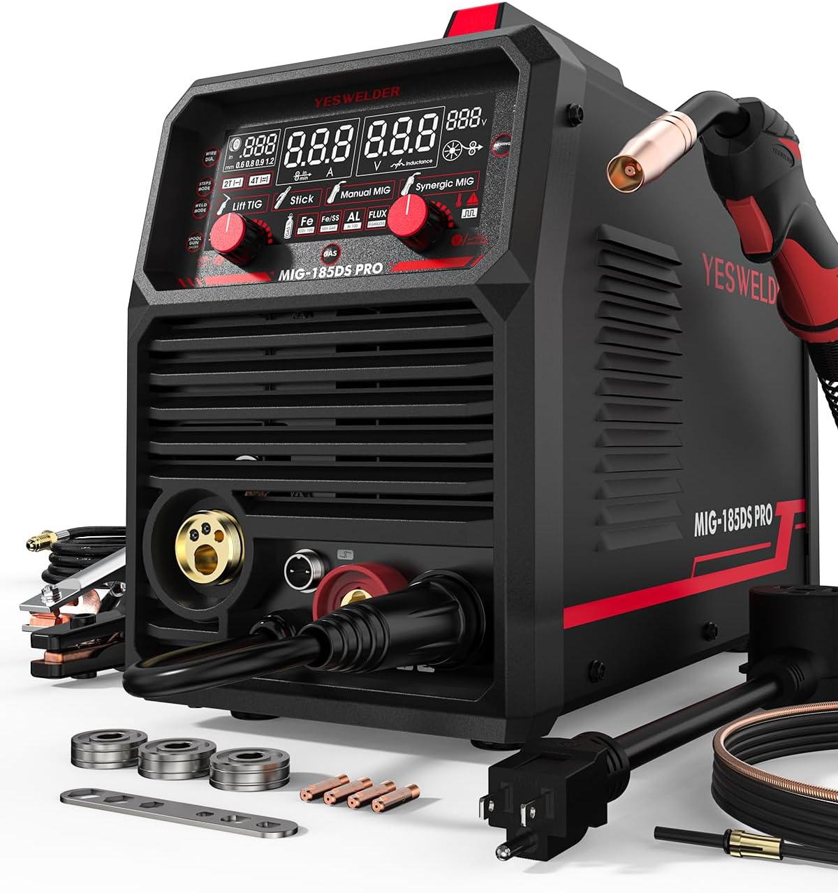 YESWELDER 185A MIG Welder, Flux Core MIG/Gas MIG/Spool Gun MIG/Lift TIG/Stick 5...
