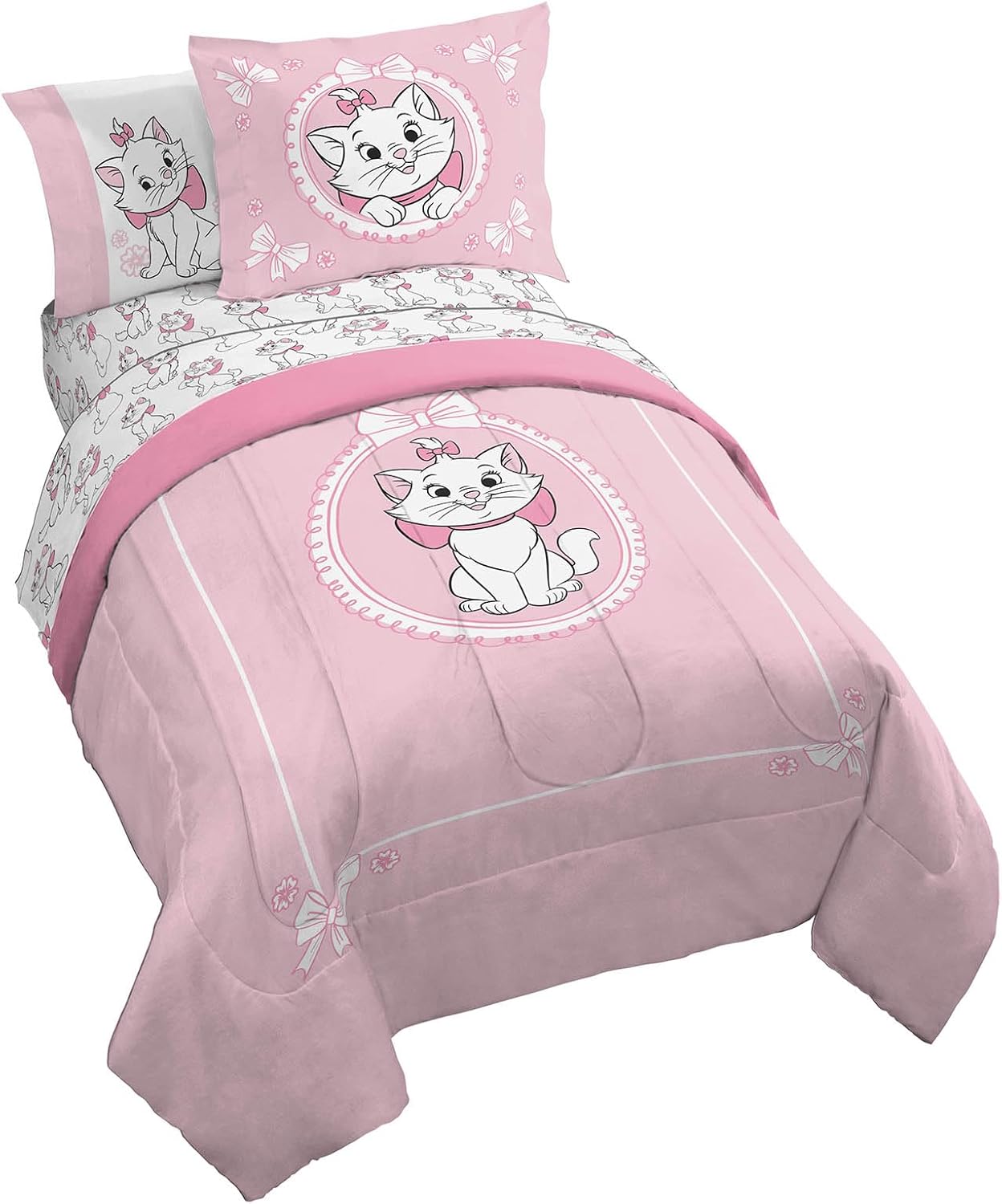 Disney Aristocats Marie Full Sized Comforter Set - 7 Piece Bedding Includes Shee...