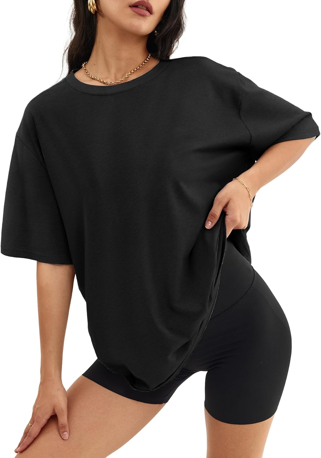 ATHMILE Womens Oversized T Shirts Loose Fit Crewneck Short Sleeve Tops Summer Ca...