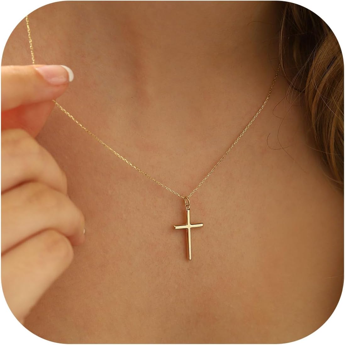 MONOZO Cross Necklace for Women，14K Gold Plated Cross Necklace Layered Gold Cro...