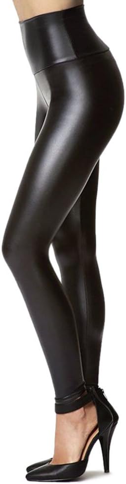 Tagoo Women's Stretchy Faux Leather Leggings Pants, Sexy Red High Waisted Tights...