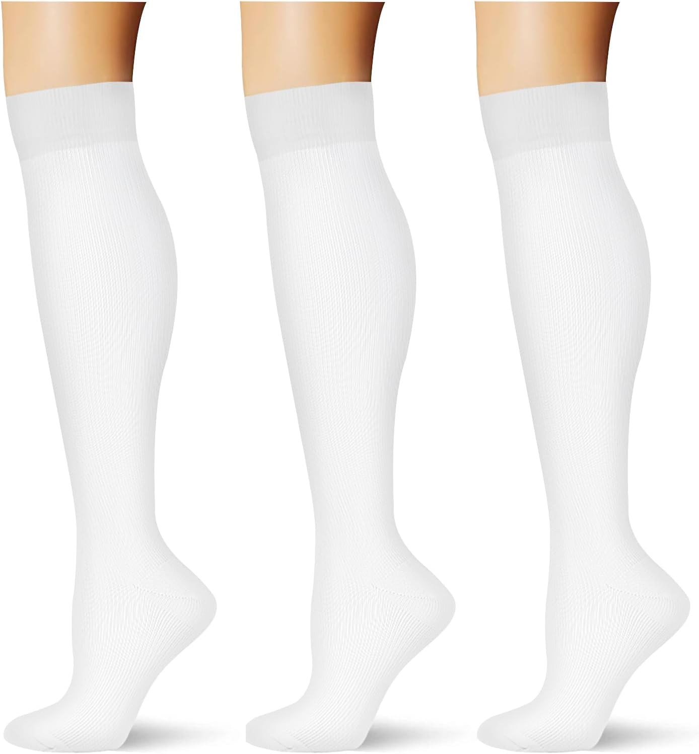 (3 pairs) Compression Socks 20-30 mmHg Long Socks for Women and Men Knee High So...