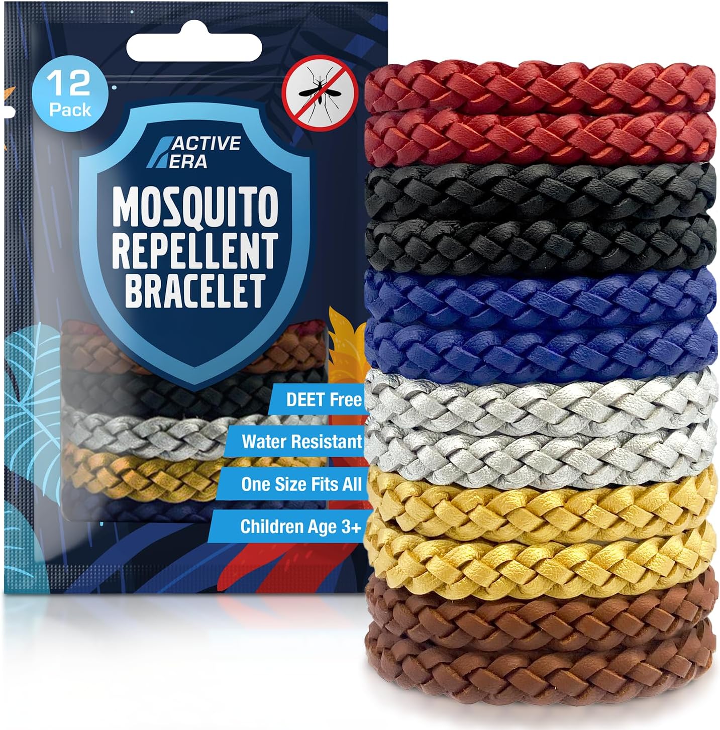 Active Era Mosquito Repellent Bracelet [12 Pack], Insect Midge & Mosquito Bands...