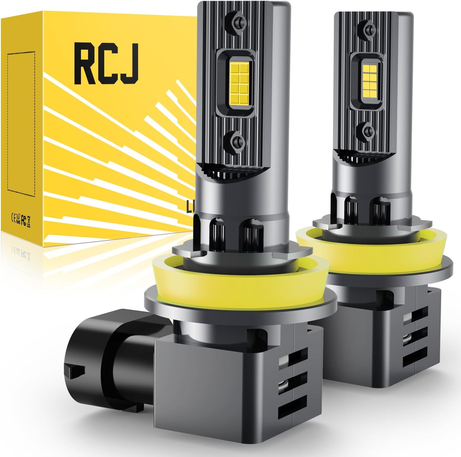 RCJ H11 Bulb, H8 H9 H16 Fog Bulbs 100W 30000LM Super Bright with Cooling Fan, Co...