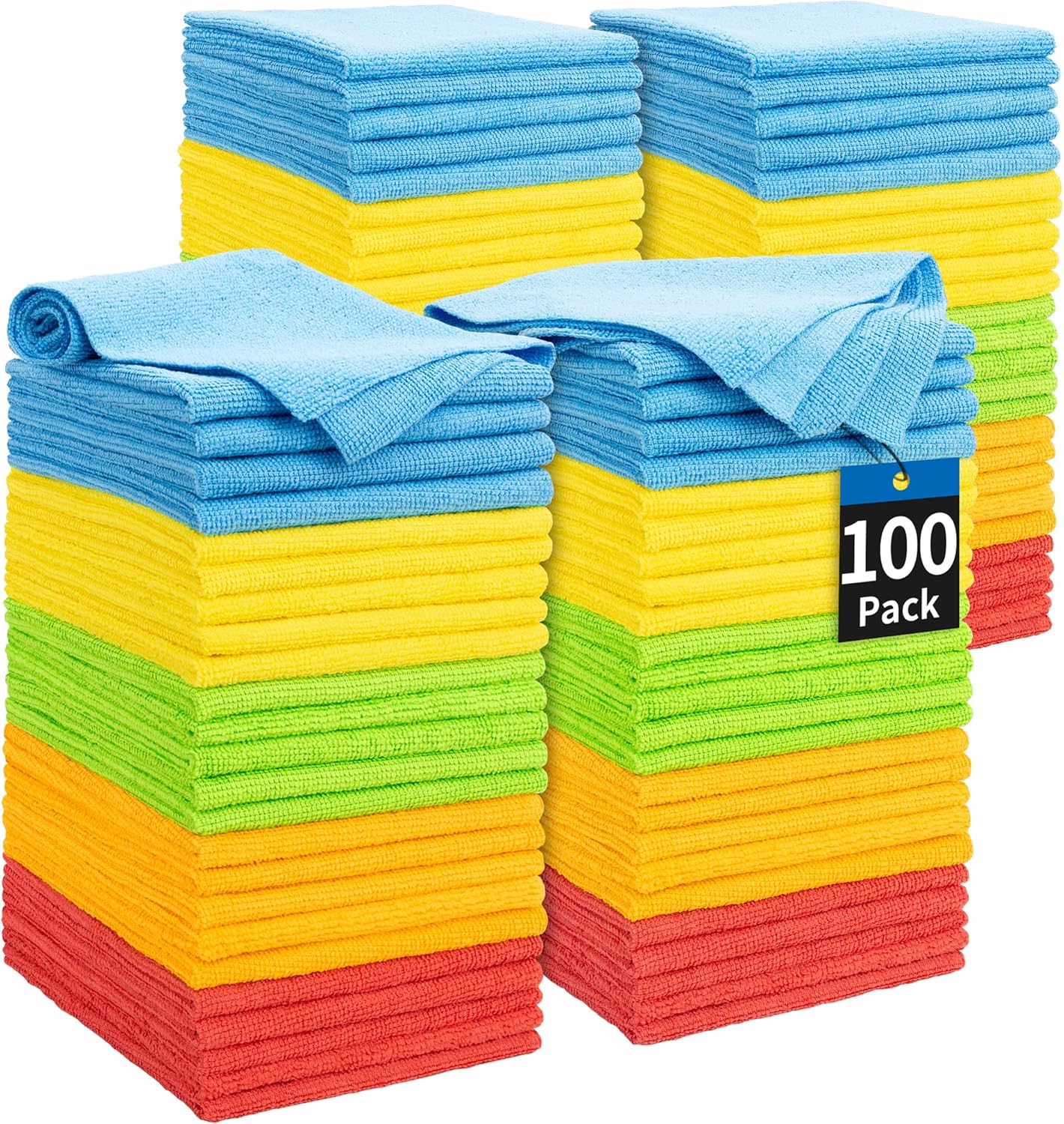 HOMERHYME Microfiber Cleaning Cloths, 100 Pack Cleaning Rags Microfiber Towels B...