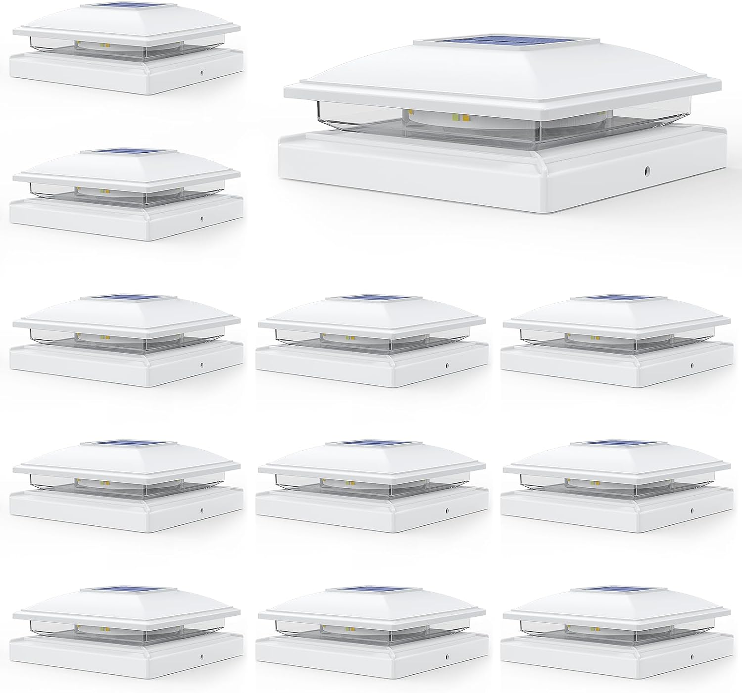 APONUO Solar Post Cap Lights,12 Pack Fence Post Solar Lights 2-Modes Bright Outd...