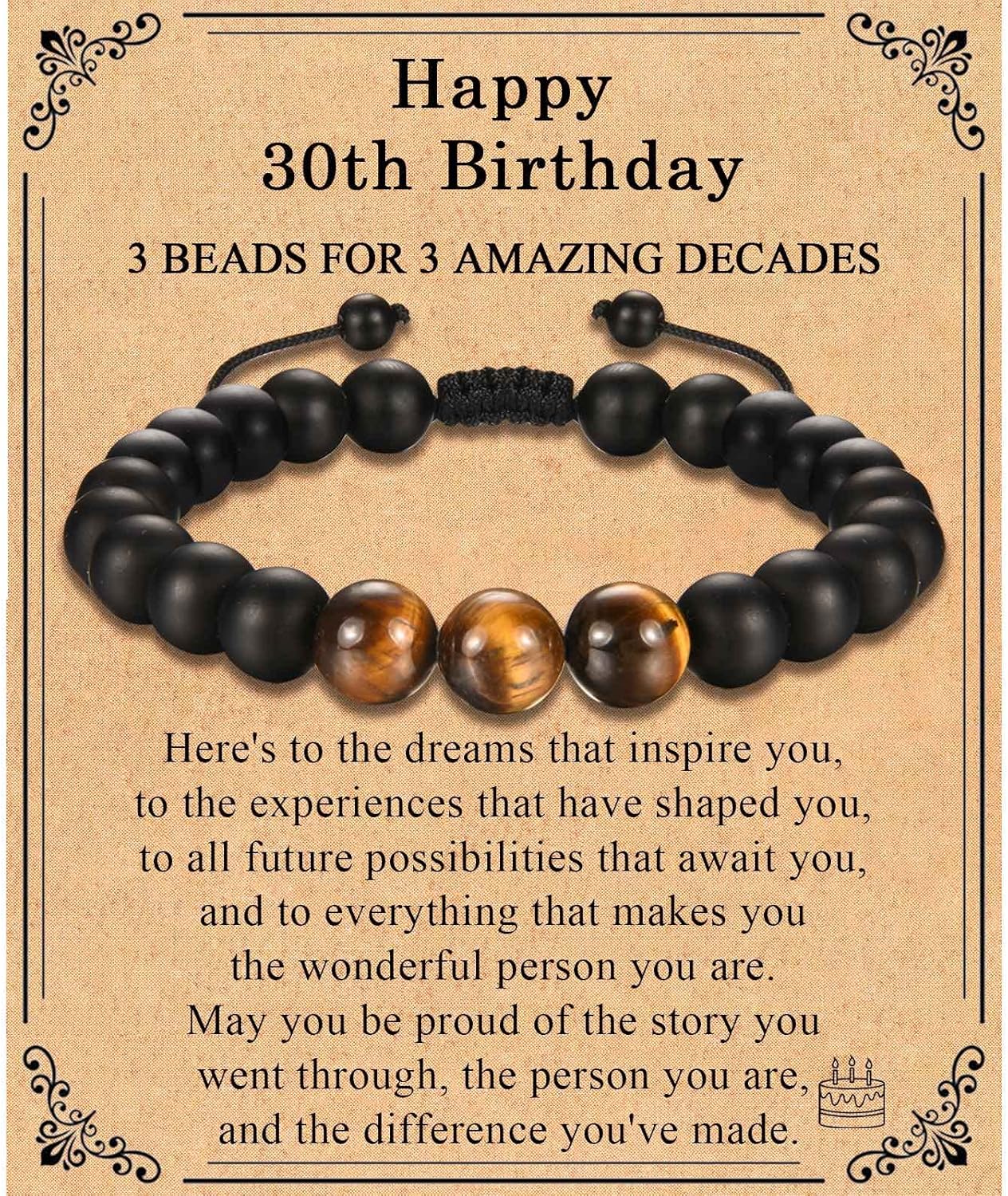 TEVOP 21st 30th 40th 50th 60th 70th Birthday Gifts for Men, Tiger Eye Stone Brac...