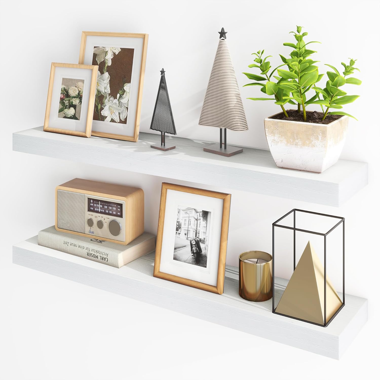 Fun Memories Floating Shelves for Wall, 36Inch Floating Shelves Set of 2, Hangin...