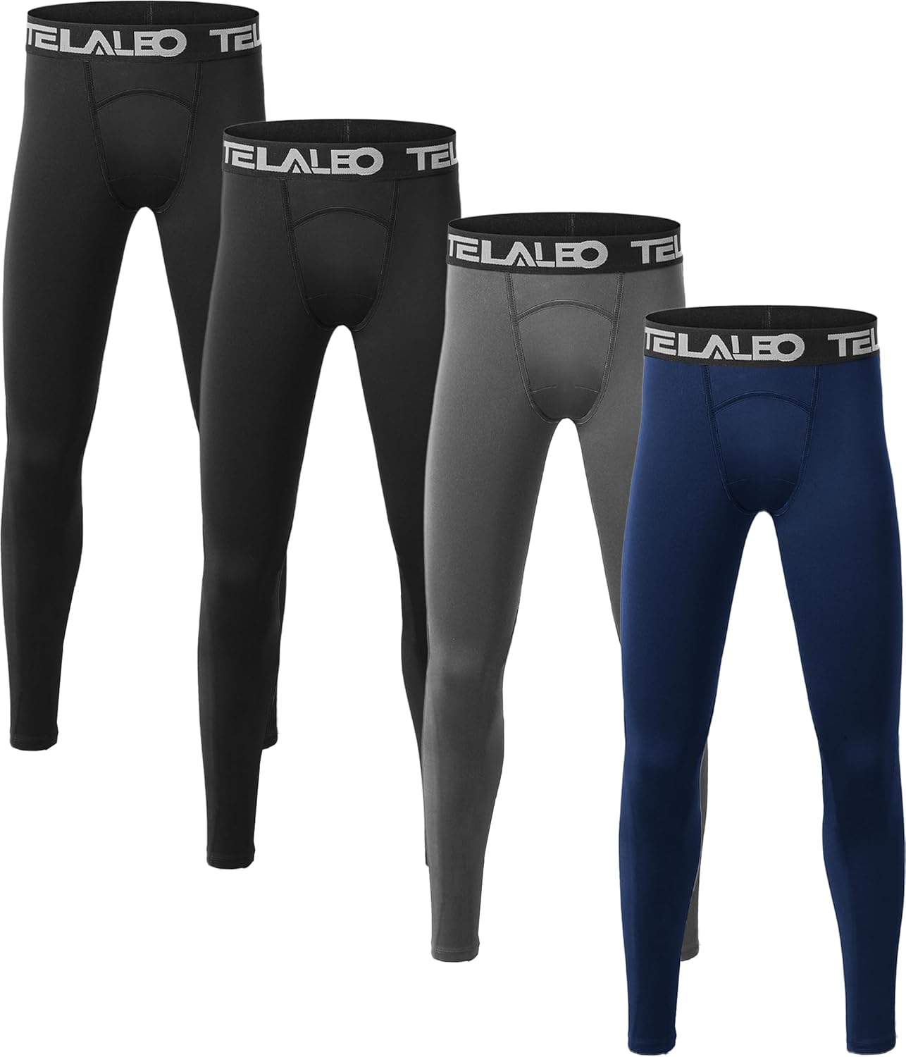 TELALEO 1/2/3/4 Pack Boys' Youth Compression Leggings Pants Tights Athletic Base...