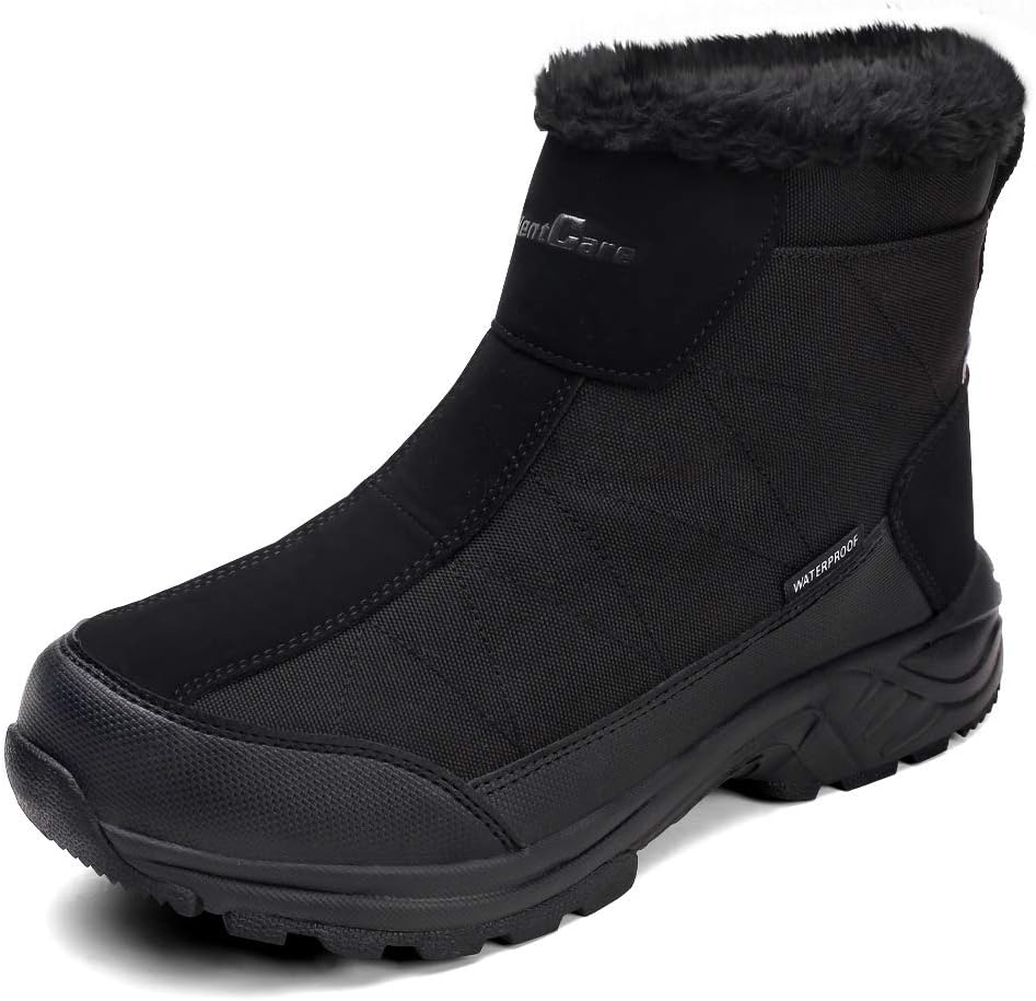 SILENTCARE Men's Warm Snow Boots, Fur Lined Waterproof Winter Shoes, Anti-Slip L...