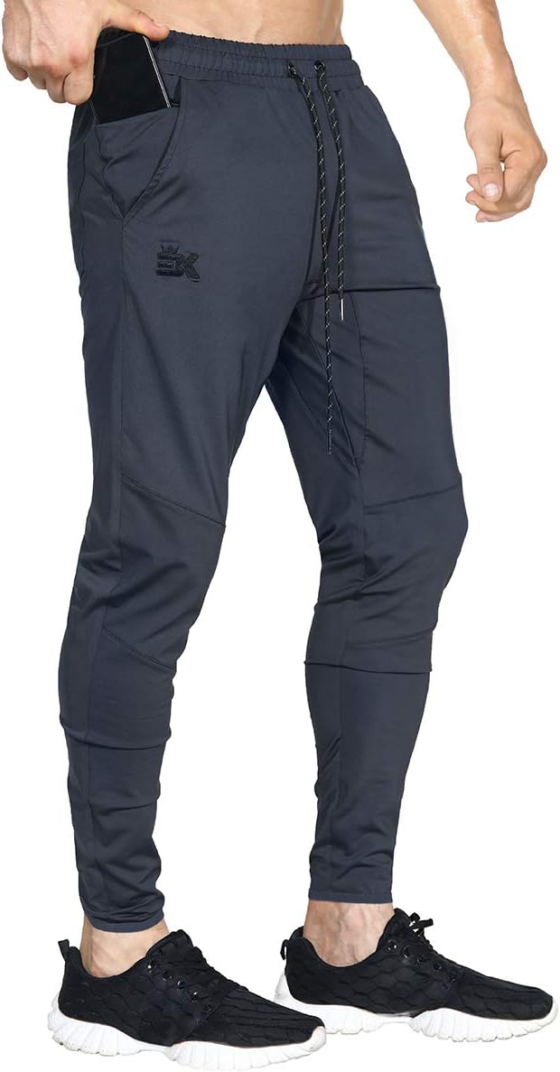 BROKIG Mens Lightweight Gym Jogger Pants,Men's Workout Sweatpants with Zip Pocke...