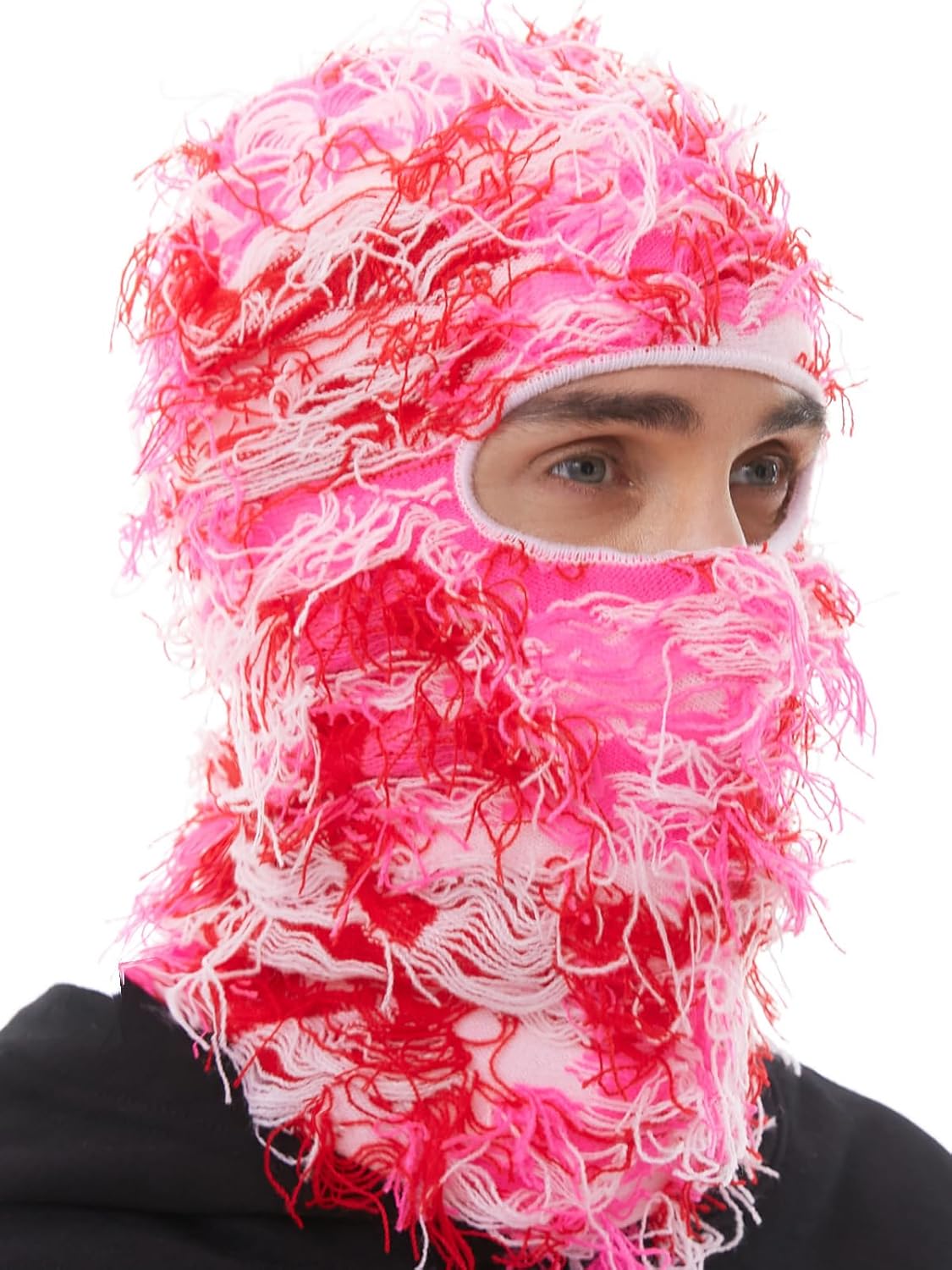 Distressed Balaclava Ski Mask, Shiesty Yeat Airsoft Custom Camo Knitted Face Mas...