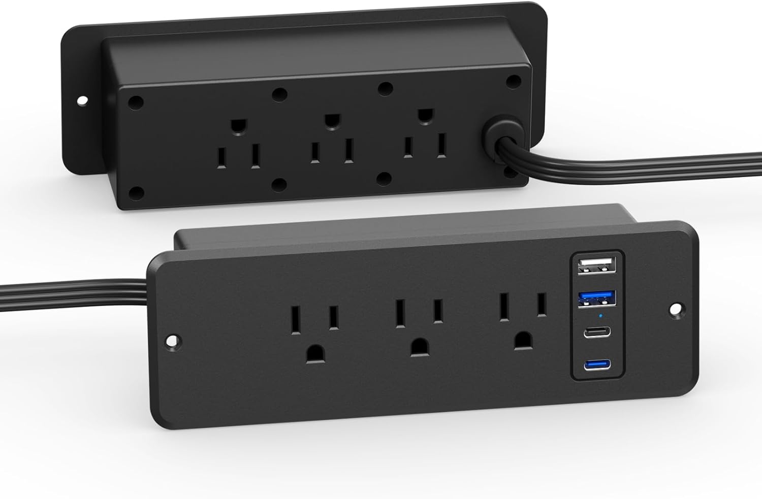 CCCEI 6 Outlets Dual Side Recessed Power Strip with USB C Ports, Furniture Flush...