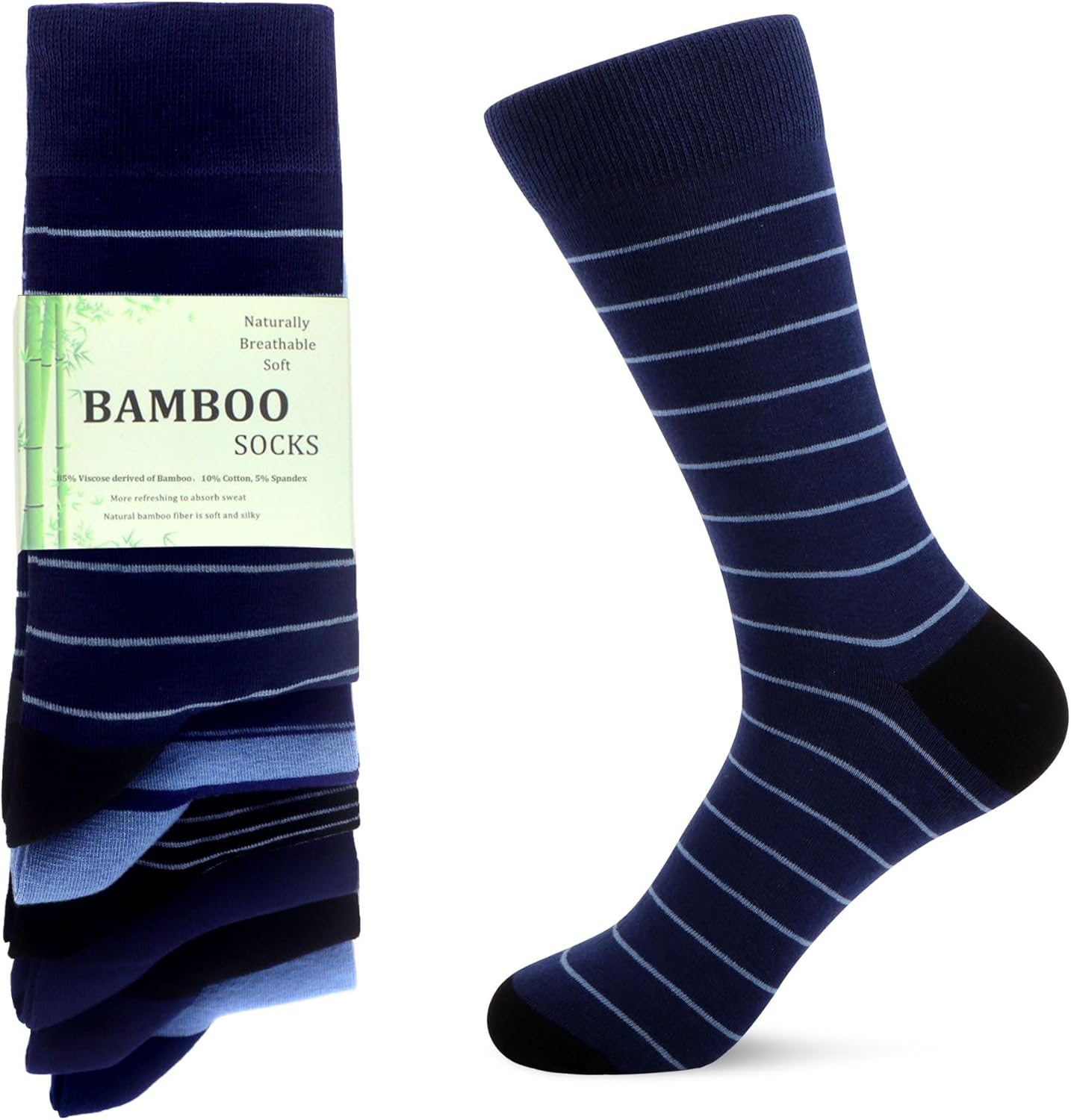 WeciBor Men's Bamboo Socks 6/12 Pack Breathable Soft Casual Seamless Socks 8-12...